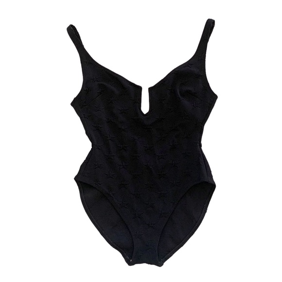La Blanca Swim Vintage La Blanca Black Plunge Star One Piece Swim